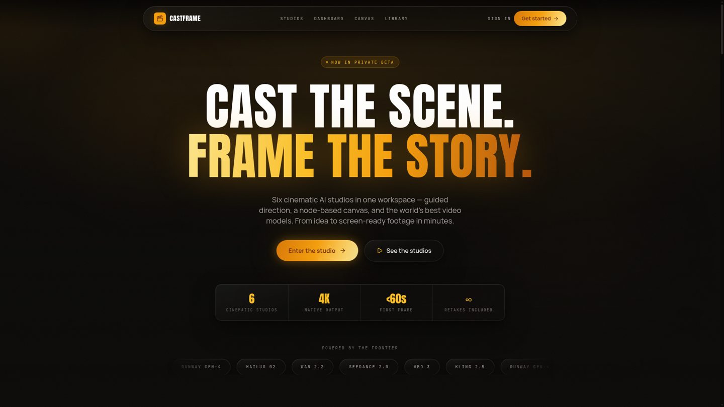 CastFrame — Web app · AI video