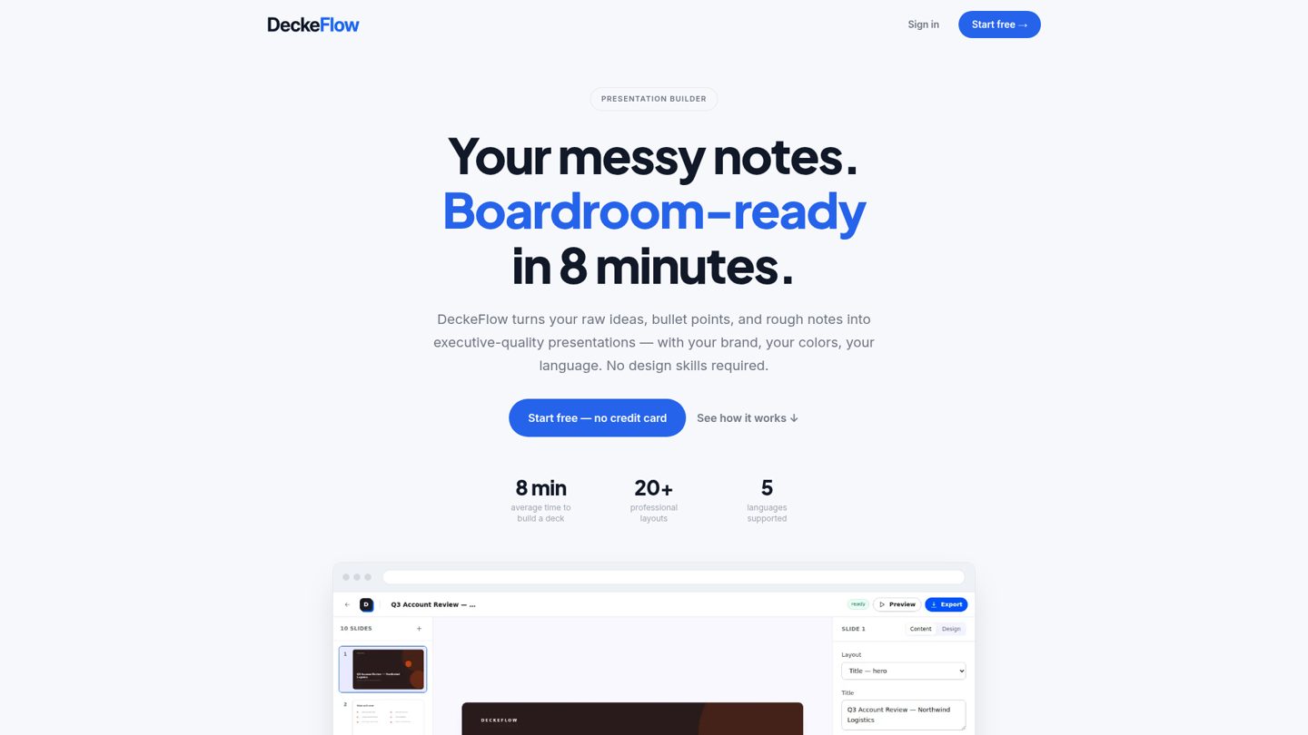 DeckeFlow — Web app · SaaS